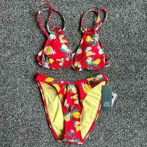 Wild Fable red and yellow lemon bikini set, size XS